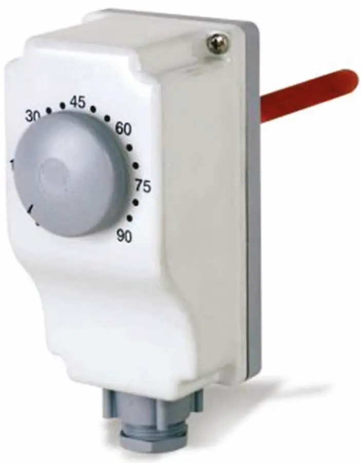 Electromechanical immersion thermostat with pocket